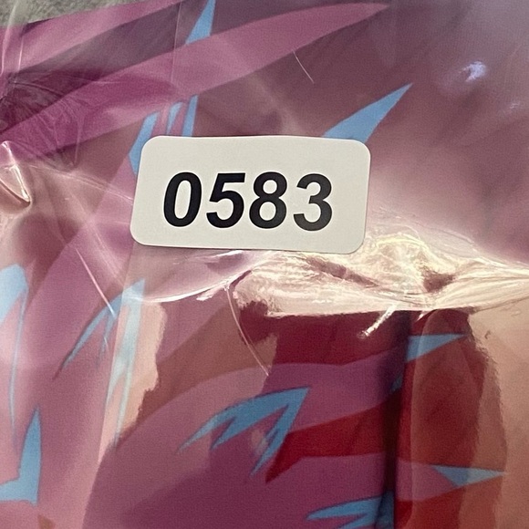 New! BFyne Red Blue Tropical Print Puff Sleeve Bikini Swim Top 10583 - Picture 8 of 8